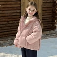 thumbnail image 6 of AINIYS Girls and Toddlers' Cropped Full-Zip Stand Collar Puffer Winter Oversized Jacket with Pocket Pink 7-8Years, 6 of 6