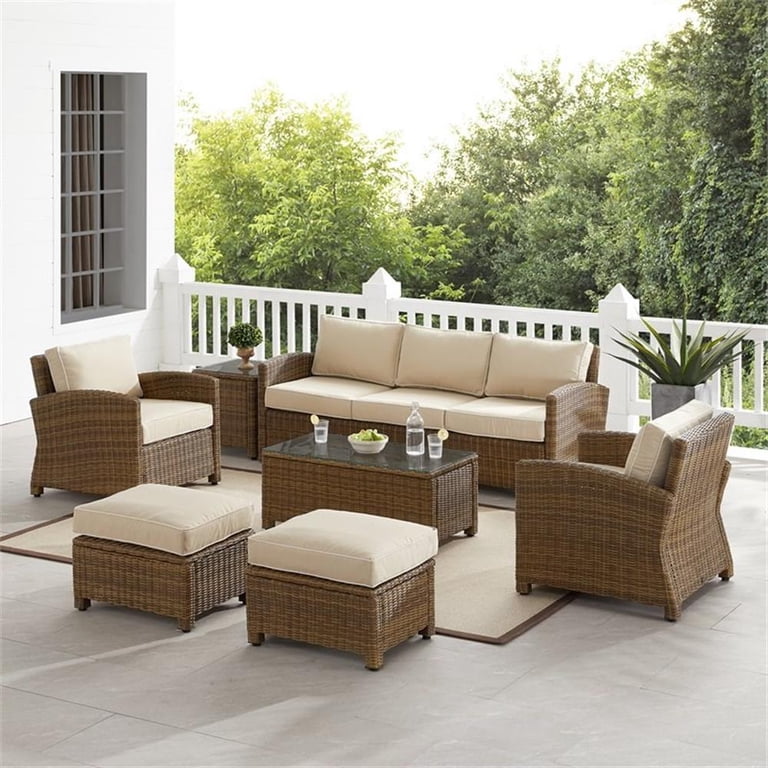 Crosley Furniture Bradenton 7-piece Fabric Outdoor Sofa Set in