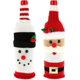 thumbnail image 1 of Decoración de botella de Navidad - Juego de 2 x Funda de calcetín de botella de vino de Navidad - Patrón de Papá Noel y muñeco de nieve rojo y blanco - Funda de botella de mesa de Navidad - Bolsa kaili Sencillez, 1 of 5