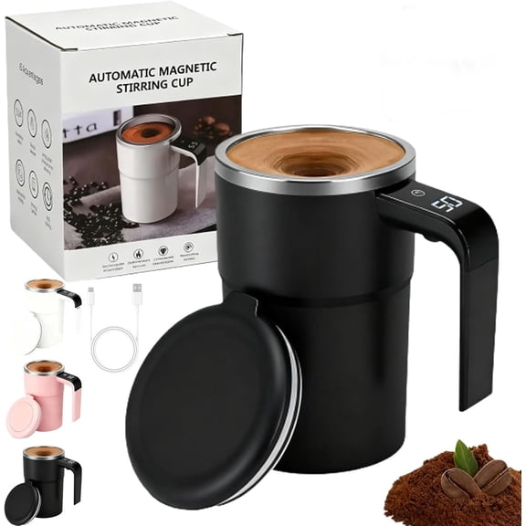 Self-Stirring Magnetic Coffee Cup with Temp Display, Automatic Electric Self Stirring Coffee Mug for Coffees, Milk