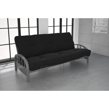 DHP Aiden Silver Metal Futon Frame with Coil Full Futon Mattress, Multiple Colors and Sizes