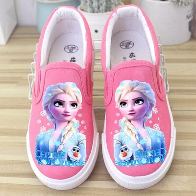 Zapatos de lona para niños de Disney, zapatos bajos para niñas de frozen elsa, zapatos casuales antideslizantes transpirables de PU para otoño, 35 plantillas de 21,5 CM y 19-24 meses Gao Jinjia LED
