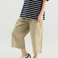 thumbnail image 5 of Boys 100% Cotton Cargo Capri Pants 5-14 Years with Muti Pockets Wide Leg Loose Elastic Waist Drawstring Shorts Sweatpants Khaki, 5 of 9