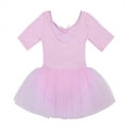 thumbnail image 6 of Yhong Little Girls Kids Ballet Leotards Skirted Tutu Cross Straps Back Dance Dress Gymnastics Outfits Pink 4XL, 6 of 7