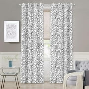 DriftAway Julia Watercolor Blackout Room Darkening Grommet Lined Thermal Insulated Energy Saving Window Curtains 2 Layers 2 Panels 108"L x 52"W Gray
