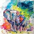 thumbnail image 3 of Kovacs, Anna Brigite 12x12 Black Modern Framed Museum Art Print Titled - Elephant with Baby, 3 of 5