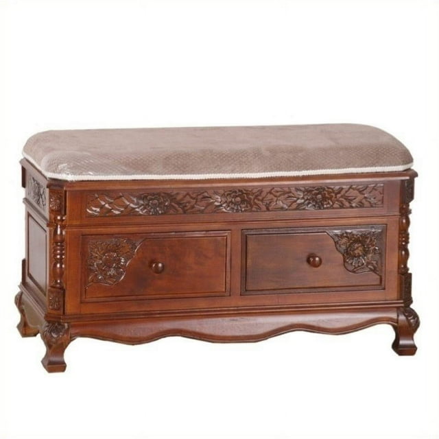 Pemberly Row Banc de Rangement 2 Tiroirs en Noyer