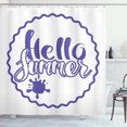 thumbnail image 1 of Hello Summer Shower Curtain, Hello Summer Lettering in Funky Circle Frame and Splashed Drop, Fabric Bathroom Set with Hooks, 69W X 84L Inches Extra Long, Blue Violet and White, by Ambesonne, 1 of 3