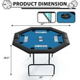thumbnail image 2 of 47 Inch Octagon Foldable Poker Table, 8 Player Texas Holdem Gaming Table with Cup Holders, Water Resistant Cushioned Rails, Portable Card Table for Home Party Game Night - Blue（plastic cup）, 2 of 7
