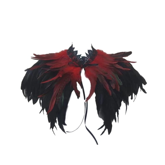 LSQii Women's Shawl Gothic Real Natural Shrug Shoulder Victorian Collar Shawl Wrap Fashion Cape Colorful Carnival Party Accessories Red