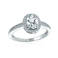 thumbnail image 3 of Bling Jewelry 2CT Oval Solitaire Halo AAA CZ Sterling Silver Engagement Ring Band, 3 of 8
