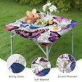 thumbnail image 4 of Purple Butterfly Rose Pattern Square Fitted Tablecloth with Elastic Edge,Square Table Cover,Washable Elastic Table Cover for Home Kitchen Party Decor 36"x36", 4 of 6