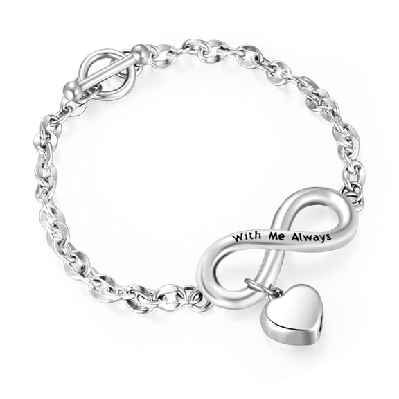 XIUDA Urn Bracelet for Ashes - Cremation Bracelet with Heart Locket Holder - Bangle Link Chain for Women & Men