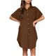 thumbnail image 5 of Mini Falda de Algodón con Pantalones Cortos Botón de Verano Hasta Vestido de Camisa con Cuello, 60% Algodón 40% Lino Mini Vestido, Lavado a Mano Desgaste Casual, 5 of 9
