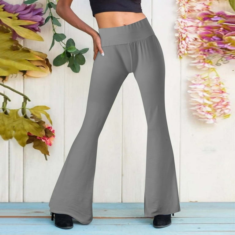 GWAABD Hofi Leggings With Pockets Womens Length Full Casual Pants Flare Leg  High Waist Trousers