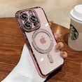 thumbnail image 5 of Funda de teléfono con película de cristal ostentoso de lujo para iPhone 15, 11, 12, 13, 14 Pro Max Plus, Magsafe, carga magnética inalámbrica, cubierta transparente, 5 of 5
