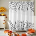 thumbnail image 3 of Shower Curtain 72"W x 78"L Simple Flowers Leaves Pattern White Fabric Shower Curtains Set with Hooks Water Repellent Bathroom Curtains Machine Washable Bathroom Accessories, 3 of 6