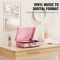 thumbnail image 3 of DIGITNOW Turntable Record Player 3 Speeds with Built-in Stereo Speakers, Suitcase Design - Pink, 3 of 7