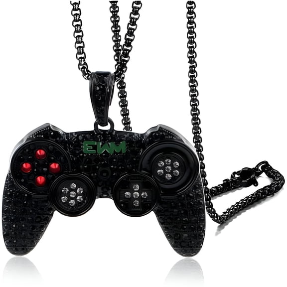 DESIGNICE Fun Crystal Game Controller Pendant Necklace for Men - Punk Hip Hop Style Friendship Necklace - Unique Christmas Birthday Gifts for Son Grandson