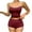 Wine, variant on Summer Pajamas for Women Set Ribbed Pajama Short Set Tank & Shorts Loungewear Sleepwear, S-XXL