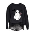 thumbnail image 4 of Alllist Women'S Fall Winter Tops Long Sleeve Crew Neck Halloween Black Sweatshirt Relaxed Fit Bat Ghost Refined Tops Black,L, 4 of 4