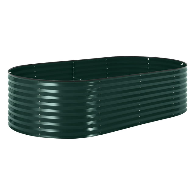 Yeshouse Cama de jardín elevada ovalada grande con patas y ruedas, jardinera de acero galvanizado grueso, ideal para jardinería en interiores y exteriores, flores y verduras