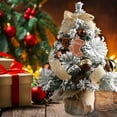 thumbnail image 2 of Christmas Tree, Red White Ornament Decorations with Pine Cones, Snow Flocked Mini Christmas Tree with Lights, 2 of 5