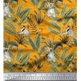 thumbnail image 1 of Soimoi Japan Crepe Satin Fabric Leaves & Lemur Animal Decor Fabric Printed Yard 42 Inch Wide, 1 of 1