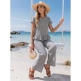 thumbnail image 4 of OYYN 2 Piece Sets for Women Lounge Plaid Ruffle Hem Tops Wide Leg Casual Dressy Lounge Sets, 4 of 5