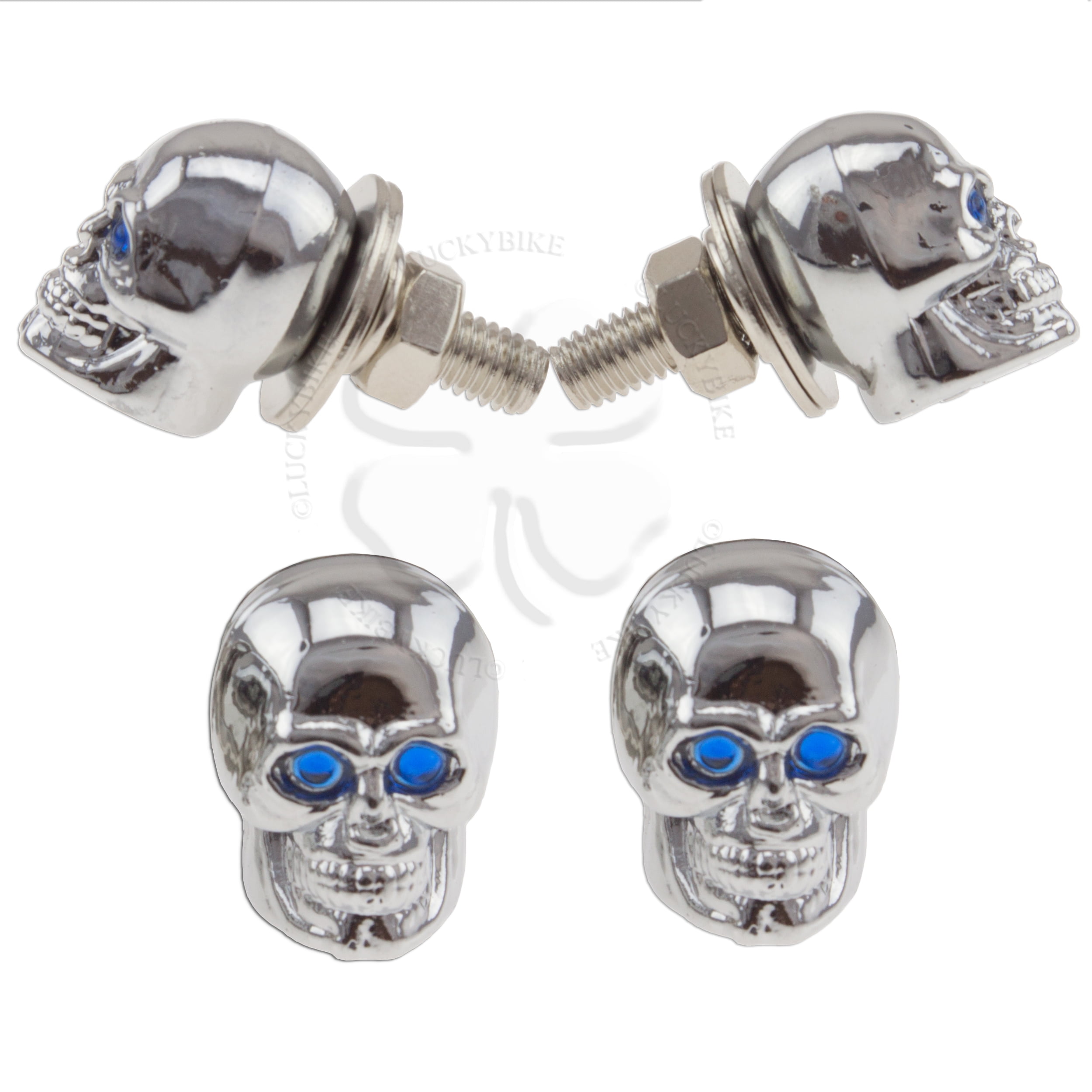 License Plate Bolt Blue Motorcycle Car Tag Skull Bolt