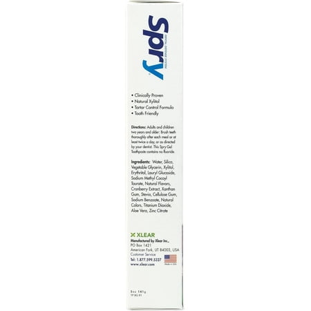 Spry Xylitol Kids Toothpaste 5oz, Fluoride-Free Teeth Whitening Breath Freshening Bubble Gum 1 Pack