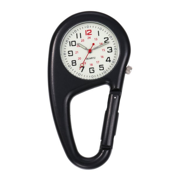 Reloj de bolsillo luminoso Precisa resistencia a los golpes Mochila Clip de cinturón Reloj de bolsillo para exteriores Negro