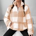 thumbnail image 2 of Stichou Women's Sherpa Pullover Fleece Jacket Women Long Sleeve Zipper Sweatshirt Cozy Fuzzy Hoodies Khaki S, 2 of 6