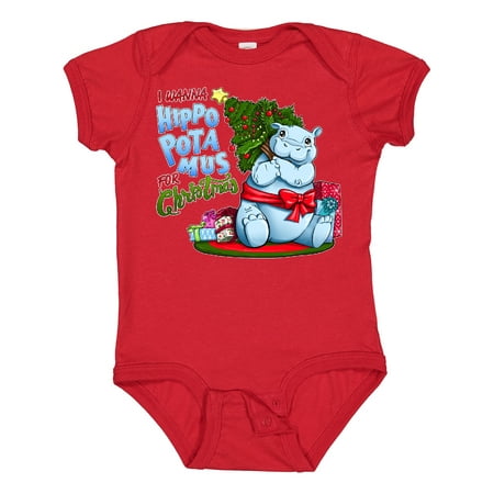 

Inktastic I Wanna Hippopotamus for Christmas- Cute Hippo Gift Baby Boy or Baby Girl Bodysuit