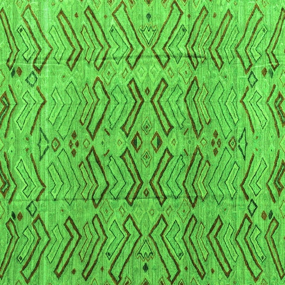 Ahgly Company Indoor Square Abstract Green Modern Area Rugs, 8' Square