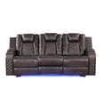 thumbnail image 2 of Benz LED & Power Reclining 3 Pc Set Made With Faux Leather in Brown, 2 of 18