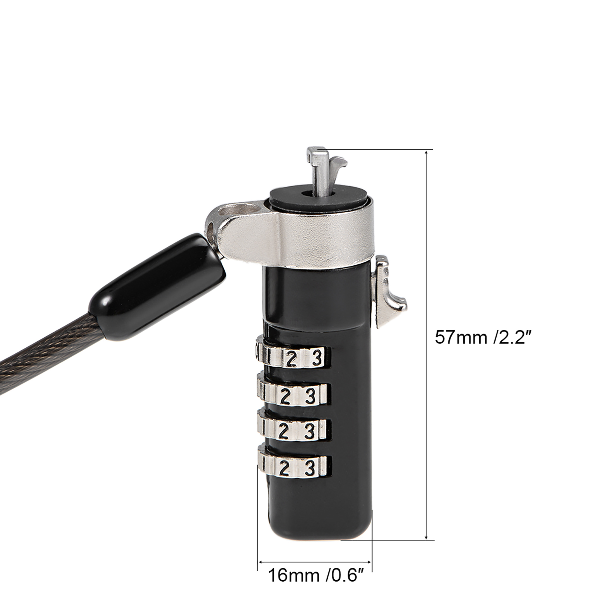 Notebook Laptop 4 Digit Combination Lock 1.8M Steel Keyed Safety Cable Wedge Locking Head for 5x3mm Hole - image 3 of 4