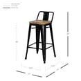 thumbnail image 3 of Metropolis Low Back Metal Bar Stool With Wood Seat (Set of 4), Multiple Colors, 3 of 5