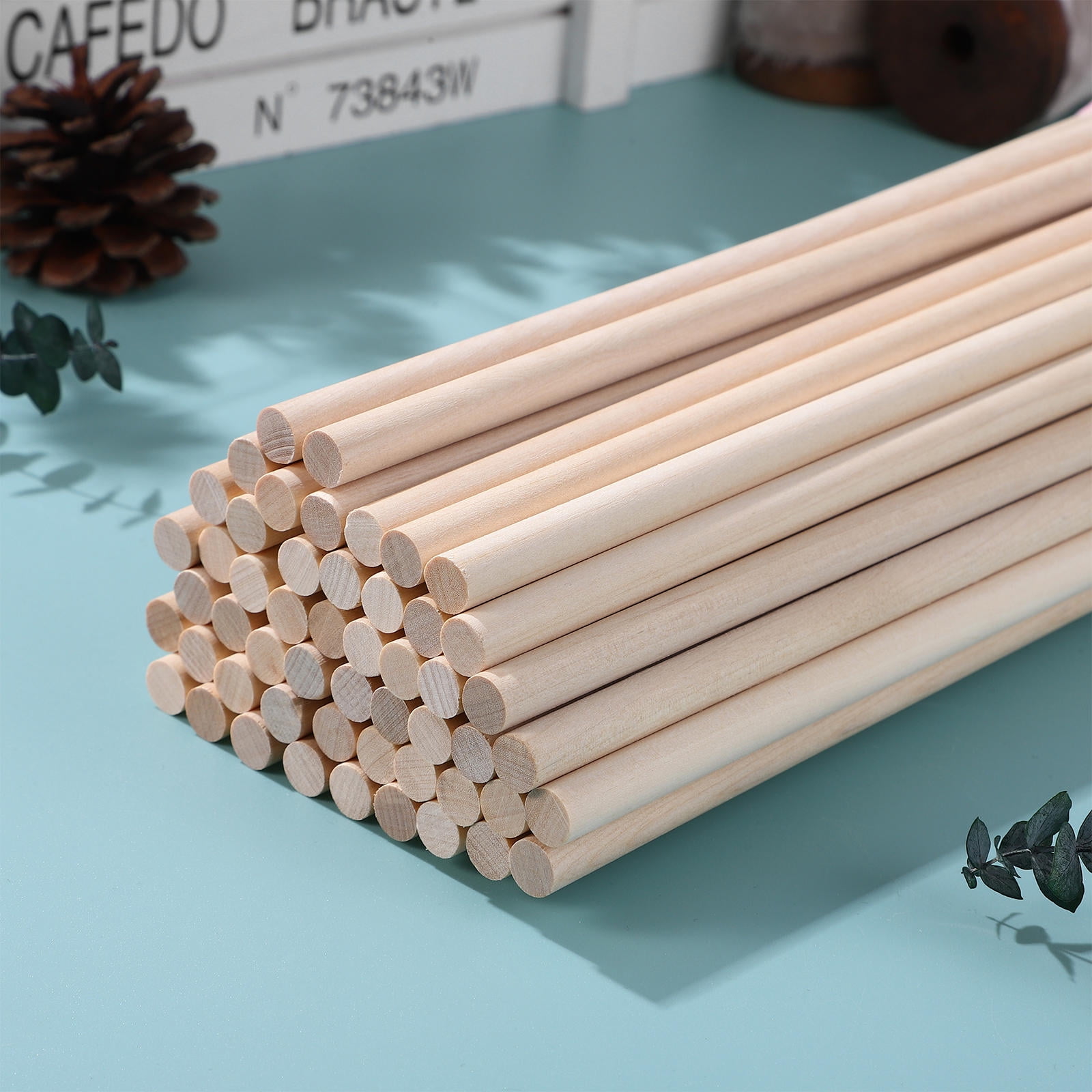 HAMPPLIES 50Pcs Unfinished Wooden Dowel Sticks Smooth Natural Wood Rods for Crafts