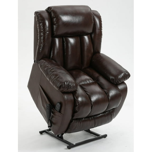 Power Lift Recliner Chair for Elderly, Electric Recliner Chair with Massage & Heat, Oversized Bedroom Chair for Living Room Home Theater Seating(Genuine Leather, Brown)