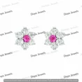 thumbnail image 2 of Women's 0.25 CT Round Cut Cubic Zirconia Sapphire Flower Stud Earrings Real 925 Sterling Silver, 2 of 4