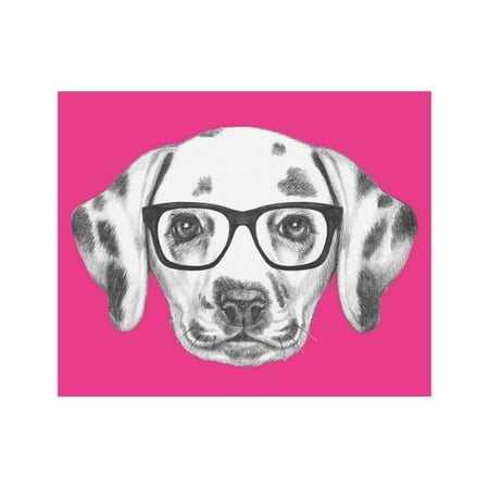 - Portrait of Dalmatian Dog with Glasses. Hand Drawn Illustration. Print Wall Art By victoria_novak