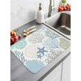 thumbnail image 2 of Summer Beach Dish Drying Mat for Kitchen Counter, Blue Teal Beige Coral Starfish Baby Bottle Microfiber Drying Pad, Ocean Nautical Coastal Absorbent Coffee Cup Dishes Drainer Mats 16"x18", 2 of 8