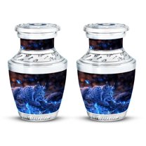 SUBSH Lynx in Luminance - Mini Urns for Ashes - Keepsake for Ashes - Funeral Urns for Adult Ashes Women - Funeral Urns for Human Ashes Adult - Cremation Memorial (Size - 3inch,2pcs)