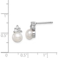 thumbnail image 4 of Sterling Silver Rhodium-Plated 6-7mm White Fwc Pearl Cz Post Earrings Made In China qe12812, 4 of 5