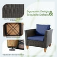 thumbnail image 4 of Patiojoy 3 Piece Outdoor Rattan Sofa Set Wicker Conversation Furniture Set with Navy Cushions, 4 of 8