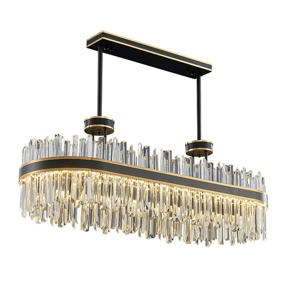Luxury Oval Crystal LED Black Chandelier for Dining Room
