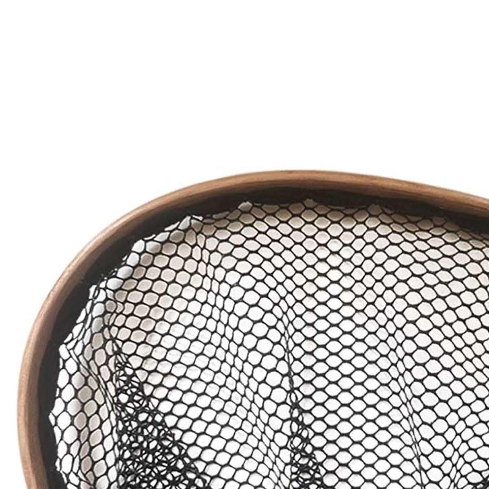 Wswqop Boating Fishing Net Silicone Mesh Accessories Strong Wood Handle Landing Net for 45cmx22cmx25cm