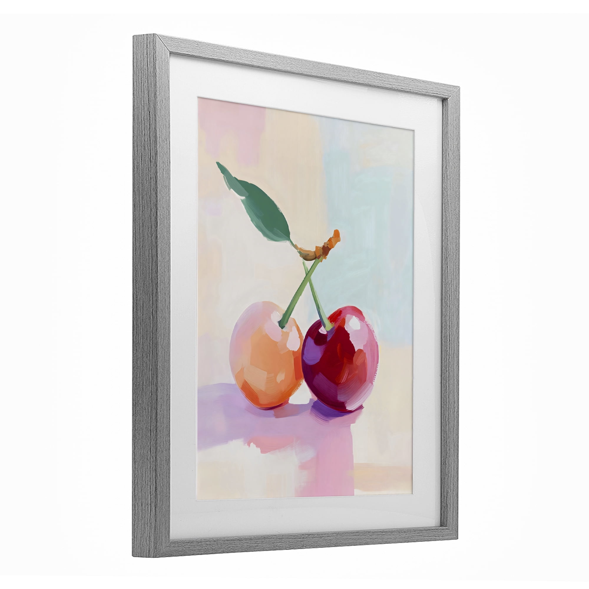 Stupell Industries Pastel Cherries Pair Gray Framed Print Under Glass, design by The Prints Vibe