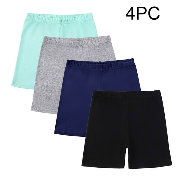 ATOGUTA Biker Shorts Girls 4-Pack Cartwheel Breathable and Safety Biker Under Dress Dance Shorts Kids Clothes Multicolor, Size 5T-14